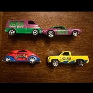 Marvel Hero Toy Car Collection - Green, Purple, Red, Blue, Yellow
